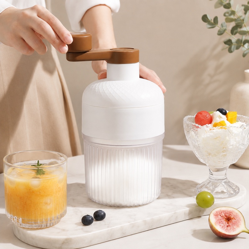 Home Cooking Appliances - ポータブル手動アイスシェーバー、スノーコーンメーカー、手回し式アイスクラッシャー、アイストレイ付き、家庭用キッチン向け