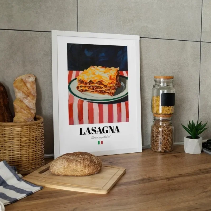 Home Cooking In Italian - モダンスタイルのイタリア料理、デザートとドリンクのキャンバス絵画、料理をテーマにしたウォールアート、バー、キッチン、レストラン、家の装飾
