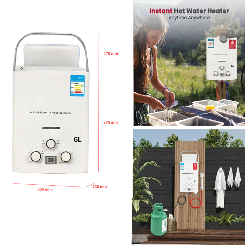 Home Cooking Gas - プロパン給湯器 6L インスタントガス給湯器 過熱＆空焚き防止機能付き デジタルディスプレイ搭載 キャンプ