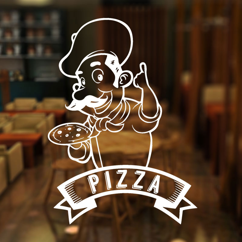 Home Cooking In Italian - ピザピッツェリアロゴ調理サインウィンドウステッカービニールアート家の装飾イタリアレストランダイニングルームの壁のステッカー 4130