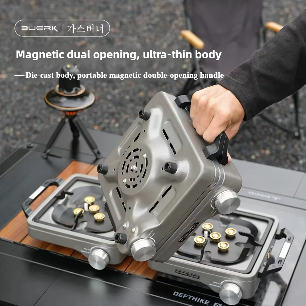 Home Cooking Gas - BUERK キャンプ用ガスストーブ - ポータブル折りたたみ式屋外BBQグリル - 分割式ブタン・プロパンバーナー