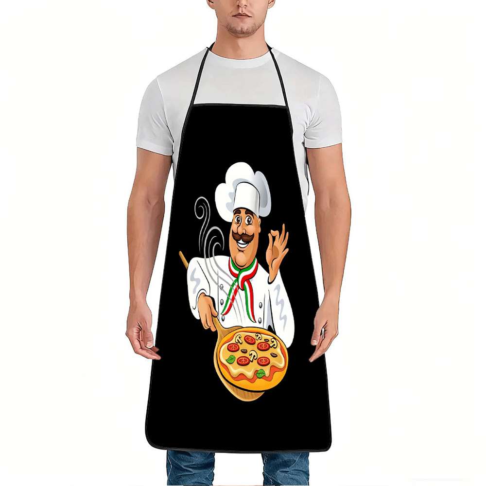 Home Cooking In Italian - 1枚の楽しいで創造的なシェフをテーマにしたエプロン、イタリアンシェフのソーセージピザデザインエプロン、ユニセックス、クラフト、ベーキング、絵画、キッチンや家庭の掃除、家庭料理、シェフ、ウェイター、カフェ、バーベキューレストランに最適なエプロン、21。 7× 28. 7インチ、家族や友人への完璧なホリデーギフト