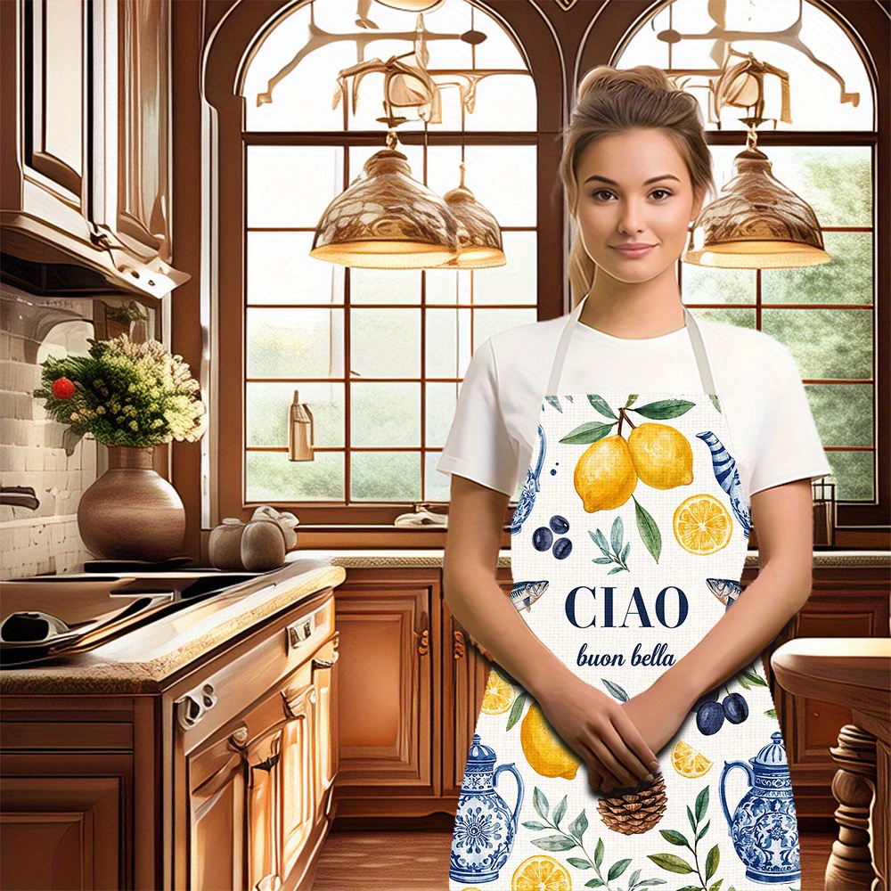 1pc 2D フラットリネンエプロン Ciao Buon B - Home Cooking In Italian のレビューと価格