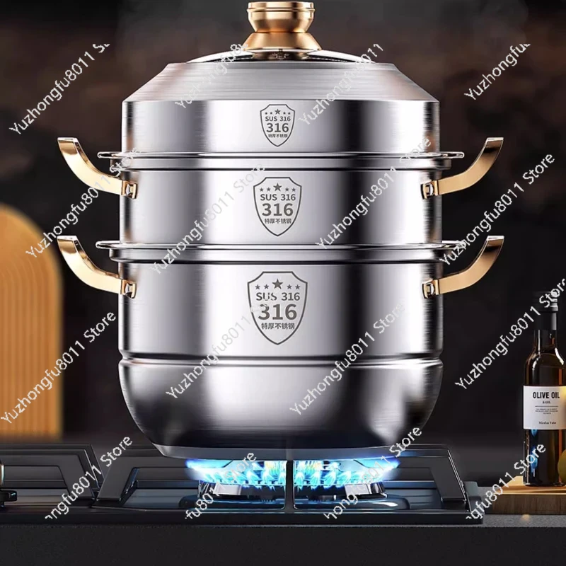316ステンレス鋼蒸し鍋40cm蒸し器家庭用電化製品4層蒸し - Home Cooking Appliances のレビューと価格