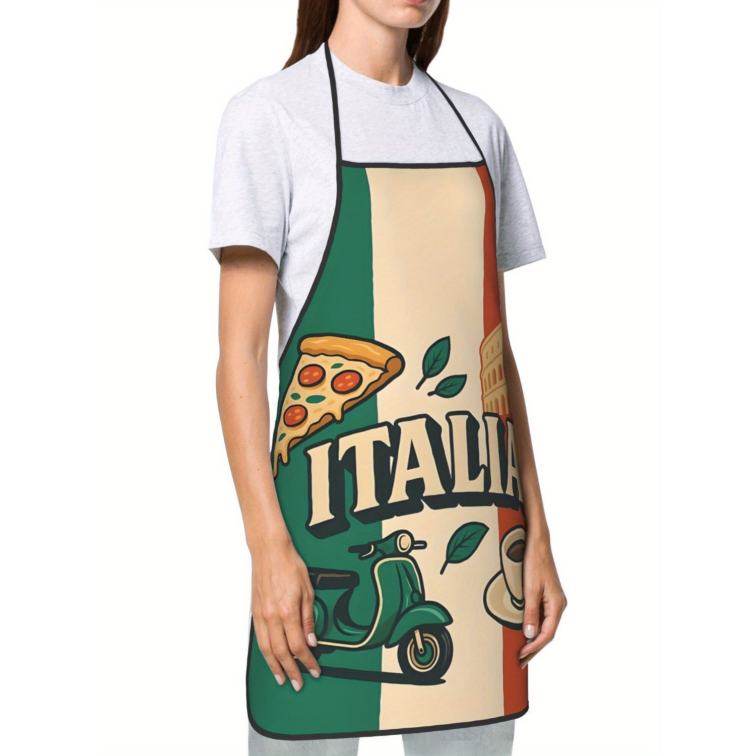 レトロなイタリア国旗柄キッチンエプロン ピザ スクーター コ - Home Cooking In Italian のレビューと価格